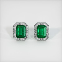 <span>2.91</span>&nbsp;<span class="tooltip-light">Ct.Tw.<span class="tooltiptext">Total Carat Weight</span></span> Emerald Earrings, 18K White Gold 1