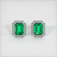 <span>1.42</span>&nbsp;<span class="tooltip-light">Ct.Tw.<span class="tooltiptext">Total Carat Weight</span></span> Emerald Earrings, 18K White Gold 1