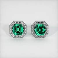 Emerald Earrings 1.80 Ct.Tw.Total Carat Weight, 18K White Gold Preview