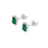 2.09 Ct.Tw. Emerald Earrings, 18K White Gold 3