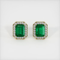 <span>1.53</span>&nbsp;<span class="tooltip-light">Ct.Tw.<span class="tooltiptext">Total Carat Weight</span></span> Emerald Earrings, 18K Yellow Gold 1