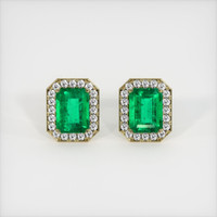 <span>1.42</span>&nbsp;<span class="tooltip-light">Ct.Tw.<span class="tooltiptext">Total Carat Weight</span></span> Emerald Earrings, 18K Yellow Gold 1