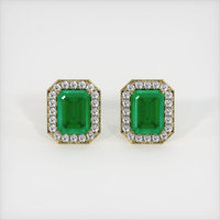 Studs Emerald Earrings 3.22 Ct.Tw.Total Carat Weight, 18K Yellow Gold Preview