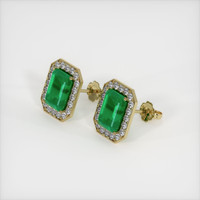 Studs Emerald Earrings 3.22 Ct.Tw.Total Carat Weight, 18K Yellow Gold Preview