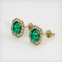 Studs Emerald Earrings 1.80 Ct.Tw.Total Carat Weight, 18K Yellow Gold Preview