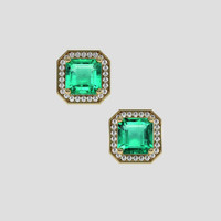 <span>1.46</span> <span class="tooltip-light">Ct.Tw.<span class="tooltiptext">Total Carat Weight</span></span> Emerald Earrings, 18K Yellow Gold 1