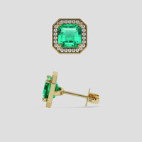 <span>1.46</span>&nbsp;<span class="tooltip-light">Ct.Tw.<span class="tooltiptext">Total Carat Weight</span></span> Emerald Earrings, 18K Yellow Gold 2