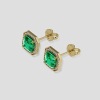 <span>1.46</span>&nbsp;<span class="tooltip-light">Ct.Tw.<span class="tooltiptext">Total Carat Weight</span></span> Emerald Earrings, 18K Yellow Gold 3