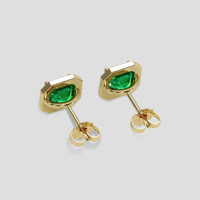 <span>1.46</span>&nbsp;<span class="tooltip-light">Ct.Tw.<span class="tooltiptext">Total Carat Weight</span></span> Emerald Earrings, 18K Yellow Gold 4