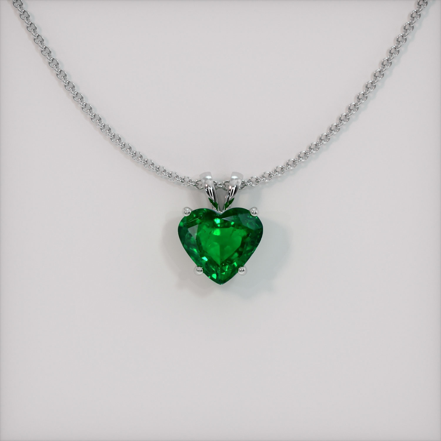 Silver gold plated bead chain emerald heart necklace – Gemma Azzurro