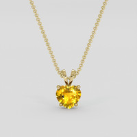 0.74 Ct. Orangish Yellow Sapphire Pendant, 18K Yellow Gold 1