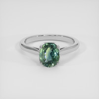 2.01 Ct. Bluish Green Sapphire Ring, Platinum 950 1