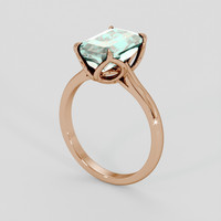 3.74 Ct. Bluish Green Aquamarine Ring, 14K Rose Gold 2