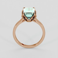 3.74 Ct. Bluish Green Aquamarine Ring, 14K Rose Gold 3