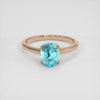 5.33 Ct. Greenish Blue Zircon Ring, 18K Rose Gold 1
