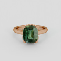 3.65 Ct. Bluish Green Sapphire Ring, 18K Rose Gold 1