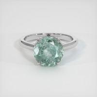 3.93 Ct. Bluish Green Sapphire Ring, 14K White Gold 1