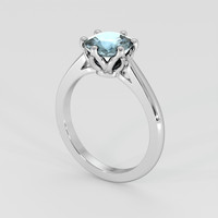 2.09 Ct. Greenish Blue Sapphire Ring, 14K White Gold 2