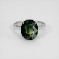 5.74 Ct. Bluish Green Sapphire Ring, 14K White Gold 1