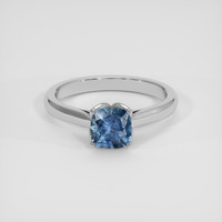 0.99 Ct. Greyish Blue Sapphire Ring, 14K White Gold 1