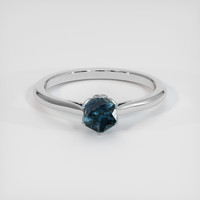 0.84 Ct. Greenish Blue Sapphire Ring, 14K White Gold 1