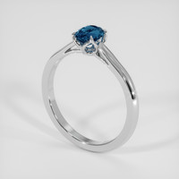 0.65 Ct. Greenish Blue Sapphire Ring, 14K White Gold 2