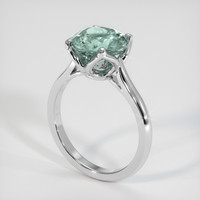 3.93 Ct. Bluish Green Sapphire Ring, 18K White Gold 2