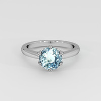 2.09 Ct. Greenish Blue Sapphire Ring, 18K White Gold 1