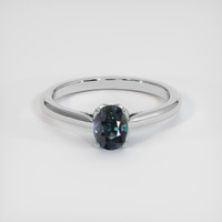 1.00 Ct. Bluish Green Sapphire Ring, 18K White Gold 1