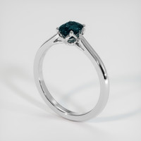 1.00 Ct. Bluish Green Sapphire Ring, 18K White Gold 2