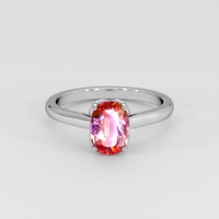 1.29 Ct. Padparadscha Sapphire Ring, 18K White Gold 1