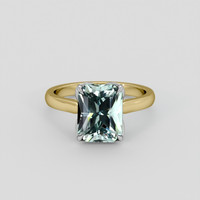 3.39 Ct. Greenish Blue Aquamarine Ring, 18K White & Yellow 1