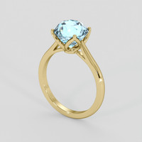 3.35 Ct. Blue Aquamarine Ring, 10K Yellow Gold 2