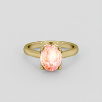 3.67 Ct. Padparadscha Sapphire Ring, 10K Yellow Gold 1
