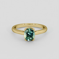 1.18 Ct. Bluish Green Sapphire Ring, 14K Yellow Gold 1