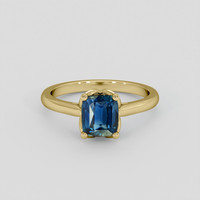 1.55 Ct. Greenish Blue Sapphire Ring, 14K Yellow Gold 1