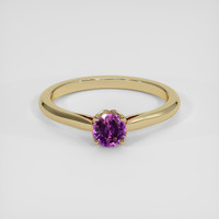 0.62 Ct. Pinkish Purple Sapphire Ring, 14K Yellow Gold 1
