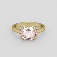 3.09 Ct. Peach Sapphire Ring, 14K Yellow Gold 1