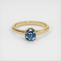 0.99 Ct. Greenish Blue Sapphire Ring, 14K Yellow Gold 1
