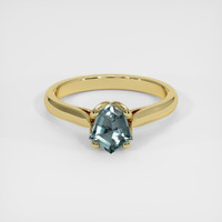 1.10 Ct. Greenish Blue Sapphire Ring, 14K Yellow Gold 1