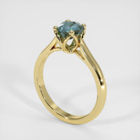 1.10 Ct. Greenish Blue Sapphire Ring, 14K Yellow Gold 2