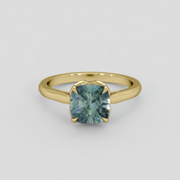 3.29 Ct. Bluish Green Sapphire Ring, 14K Yellow Gold 1