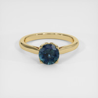 1.56 Ct. Greenish Blue Sapphire Ring, 18K Yellow Gold 1