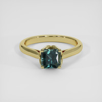 1.52 Ct. Bluish Green Sapphire Ring, 18K Yellow Gold 1