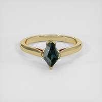 1.06 Ct. Bluish Green Sapphire Ring, 18K Yellow Gold 1