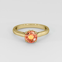 1.50 Ct. Reddish Orange Sapphire Ring, 18K Yellow Gold 1