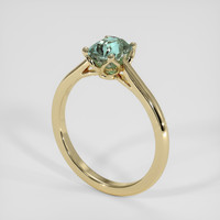 1.18 Ct. Bluish Green Sapphire Ring, 18K Yellow Gold 2