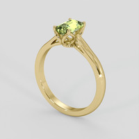 1.06 Ct. Yellowish Green Sapphire Ring, 18K Yellow Gold 1