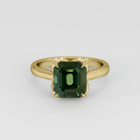 4.05 Ct. Yellowish Green Sapphire Ring, 18K Yellow Gold 1