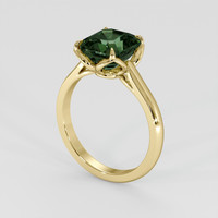 4.05 Ct. Yellowish Green Sapphire Ring, 18K Yellow Gold 2